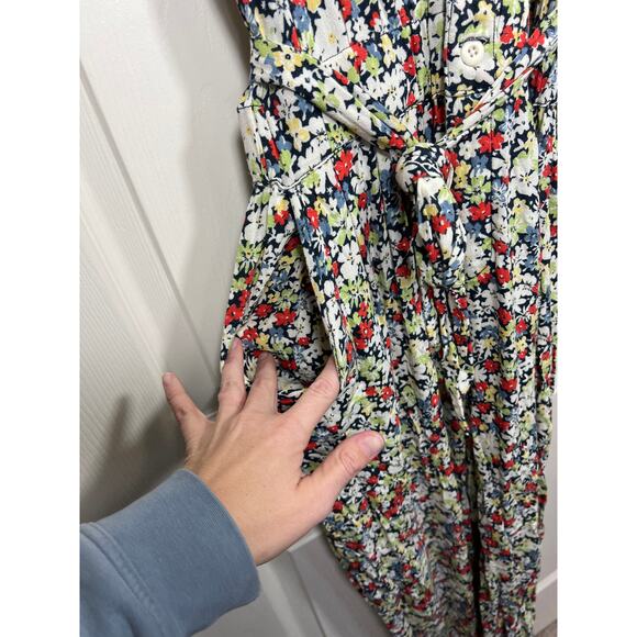 Free People Ruffle Your Feathers Print Jumpsuit Deep V Neck Pockets XS Boho - Picture 6 of 13